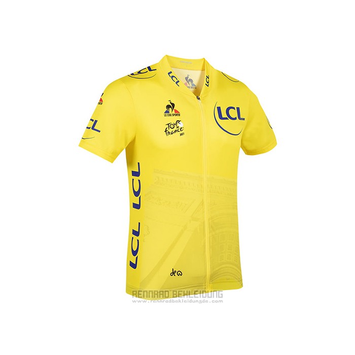 2021 Fahrradbekleidung Tour de France Gelb Trikot Kurzarm und Tragerhose - zum Schließen ins Bild klicken